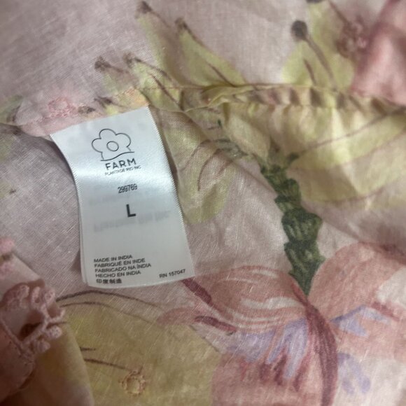 Farm Rio Pink Yellow Banana Print Blouse Size Large - Picture 6 of 11